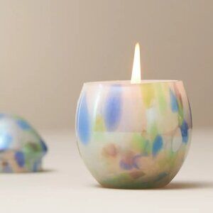 NEW Cheena Egg Fresh Fig Tree Glass Candle - Blue/Green, By Anthropologie